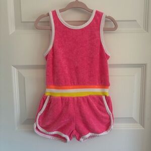 Pink Sleeveless Terry Cloth Romper